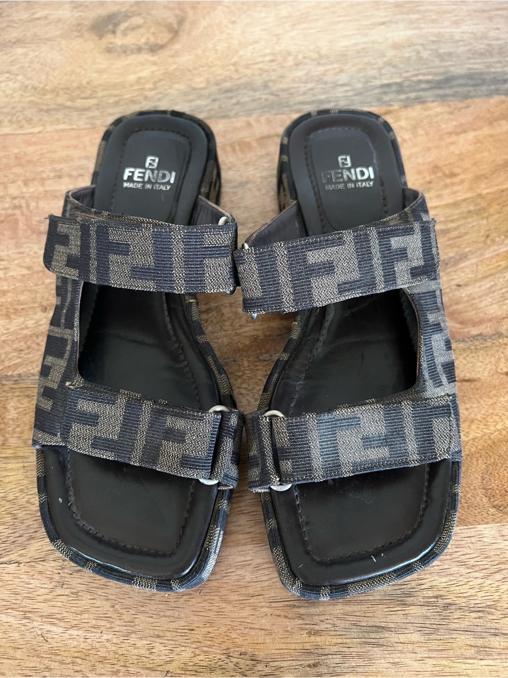 Fendi Feel Slide Monogram Sandals Size 7